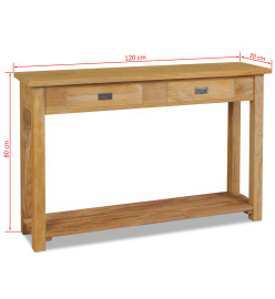 Table console teck massif 120x30x80 cm