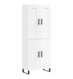 Buffet haut Blanc brillant 69,5x34x180 cm Bois d'ingénierie