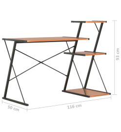 Bureau avec étagère Noir et marron 116x50x93 cm