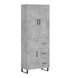 Buffet haut Gris béton 69,5x34x180 cm Bois d'ingénierie