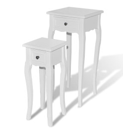 Table gigogne 2 pcs avec tiroir Blanc