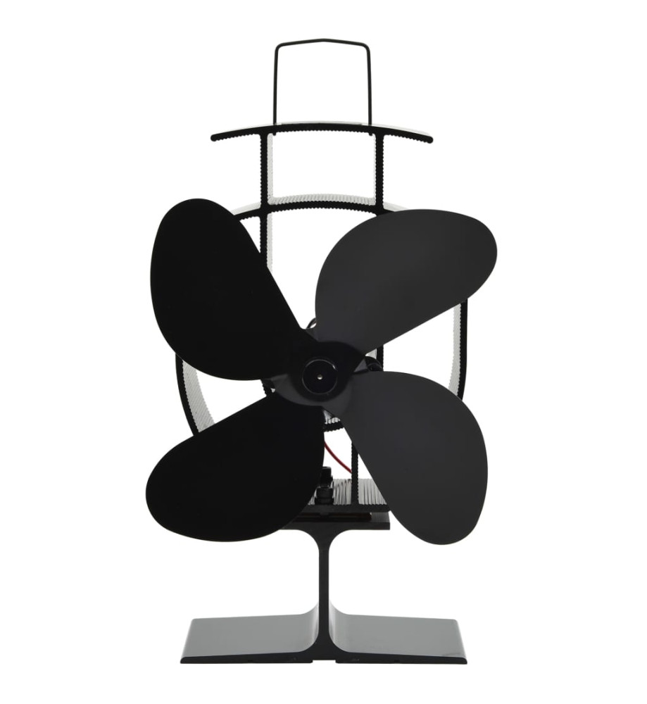 Ventilateur de poêle alimenté par chaleur 4 pales Noir