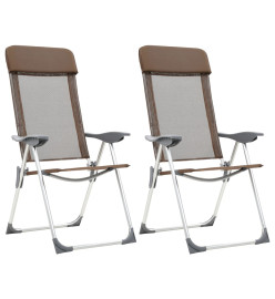 Chaises de camping pliables 2 pcs Marron Aluminium