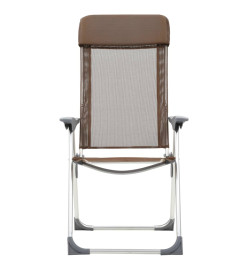 Chaises de camping pliables 2 pcs Marron Aluminium