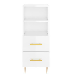 Buffet haut Blanc brillant 34,5x34x180 cm Bois d'ingénierie