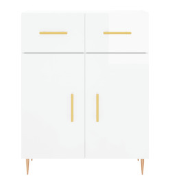 Buffet Blanc brillant 69,5x34x90 cm Bois d'ingénierie