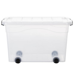 Boîtes de rangement et roues et couvercles 2pcs Transparent 60L