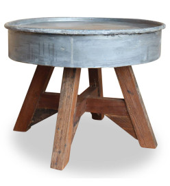 Table basse Bois de récupération massif 60 x 45 cm Argenté