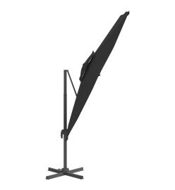 Parasol cantilever à double toit Noir 300x300 cm