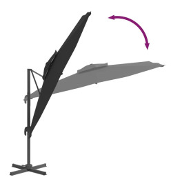 Parasol cantilever à double toit Noir 300x300 cm