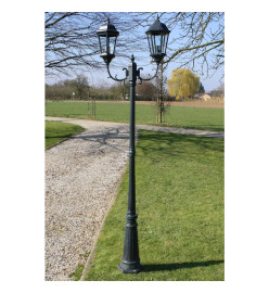 Lampadaire de jardin 2 bras 230 cm Vert foncé/Noir Aluminium