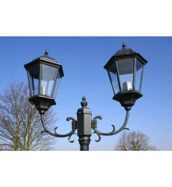 Lampadaire de jardin 2 bras 230 cm Vert foncé/Noir Aluminium