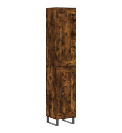 Buffet haut Chêne fumé 34,5x34x180 cm Bois d'ingénierie