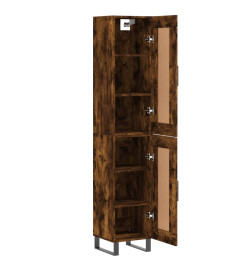 Buffet haut Chêne fumé 34,5x34x180 cm Bois d'ingénierie