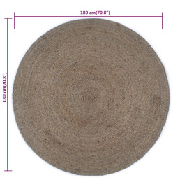 Tapis fait à la main Jute Rond 180 cm Gris