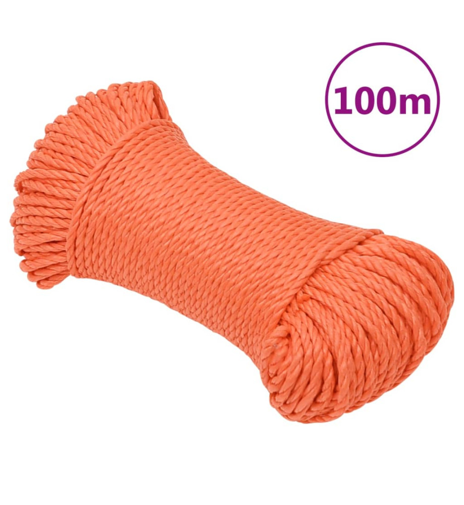 Corde de travail Orange 6 mm 100 m Polypropylène