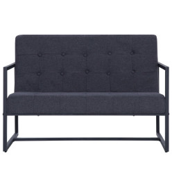 Sofa à 2 places avec accoudoirs Gris foncé Acier et tissu