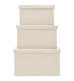 Boîtes de rangement empilables 3 pcs Tissu Crème