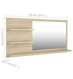 Miroir de salle de bain Chêne sonoma 90x10,5x45 cm
