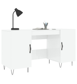 Bureau Blanc brillant 140x50x75 cm Bois d'ingénierie