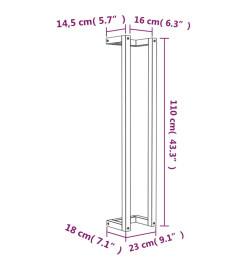 Porte-serviette 23x18x110 cm Bois de pin massif