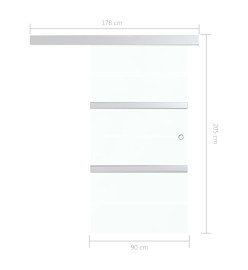 Porte coulissante Verre ESG et aluminium 90x205 cm Argenté