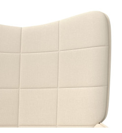 Chaise de relaxation avec tabouret Crème Tissu