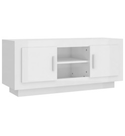 Meuble TV blanc brillant 102x35x45 cm bois d'ingénierie