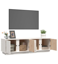 Meuble TV Blanc 140x40x40 cm Bois de pin massif