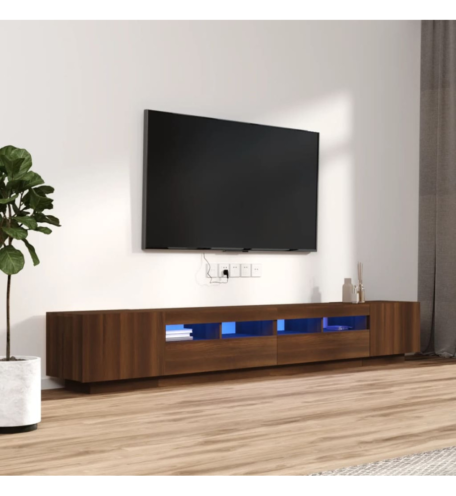 Ensemble de meubles TV avec lumières LED 3 pcs Chêne marron