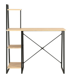 Bureau avec étagère Noir et chêne 102x50x117 cm