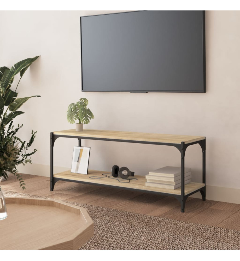 Meuble TV Chêne sonoma 100x33x41 cm Bois d'ingénierie et acier