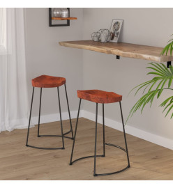 Tabourets de bar Gavin lot de 2 45x40x63cm bois massif manguier