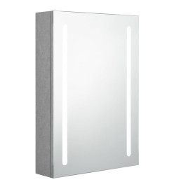 Armoire de salle de bain à miroir LED gris béton 50x13x70 cm