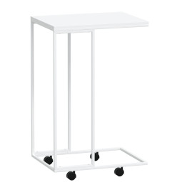 Table d'appoint avec roues Blanc 40x30x63,5cm Bois d'ingénierie