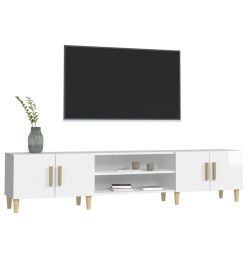 Meuble TV blanc brillant 180x31,5x40 cm bois d'ingénierie