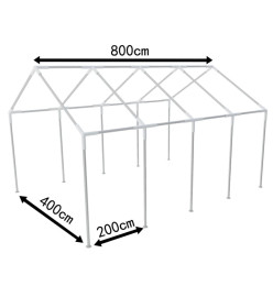 Structure de tente chapiteau pavillon jardin 8 x 4 m