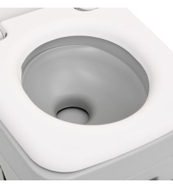 Toilette de camping portable gris et blanc 10+10 L PEHD