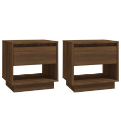 Tables de chevet 2 pcs Chêne marron 45x34x44 cm Aggloméré