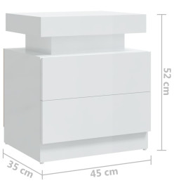 Table de chevet Blanc brillant 45x35x52 cm Aggloméré