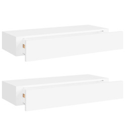 Étagères à tiroirs murales 2 pcs Blanc 60x23,5x10 cm MDF