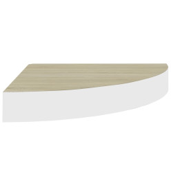 Étagères d'angle murales 2 pcs Chêne et blanc 35x35x3,8 cm MDF