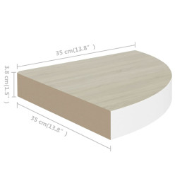 Étagères d'angle murales 2 pcs Chêne et blanc 35x35x3,8 cm MDF