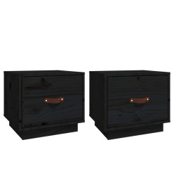 Tables de chevet 2 pcs Noir 40x34x35 cm Bois de pin massif