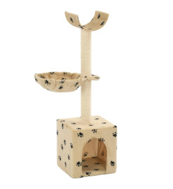 Arbre à chat et griffoirs en sisal 105 cm Beige Motif de pattes