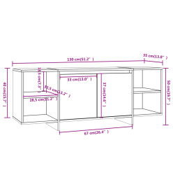 Meuble TV Chêne fumé 130x35x50 cm Aggloméré