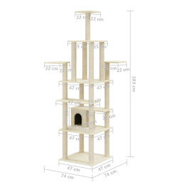 Arbre à chat avec griffoirs en sisal Crème 183 cm