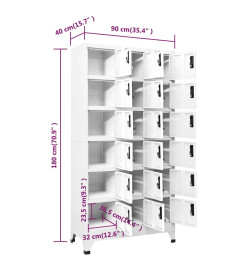 Armoire à casiers Blanc 90x40x180 cm Acier