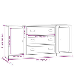 Buffets 3 pcs noir bois d'ingénierie