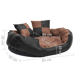 Coussin réversible lavable de chien Noir et marron 85x70x20 cm